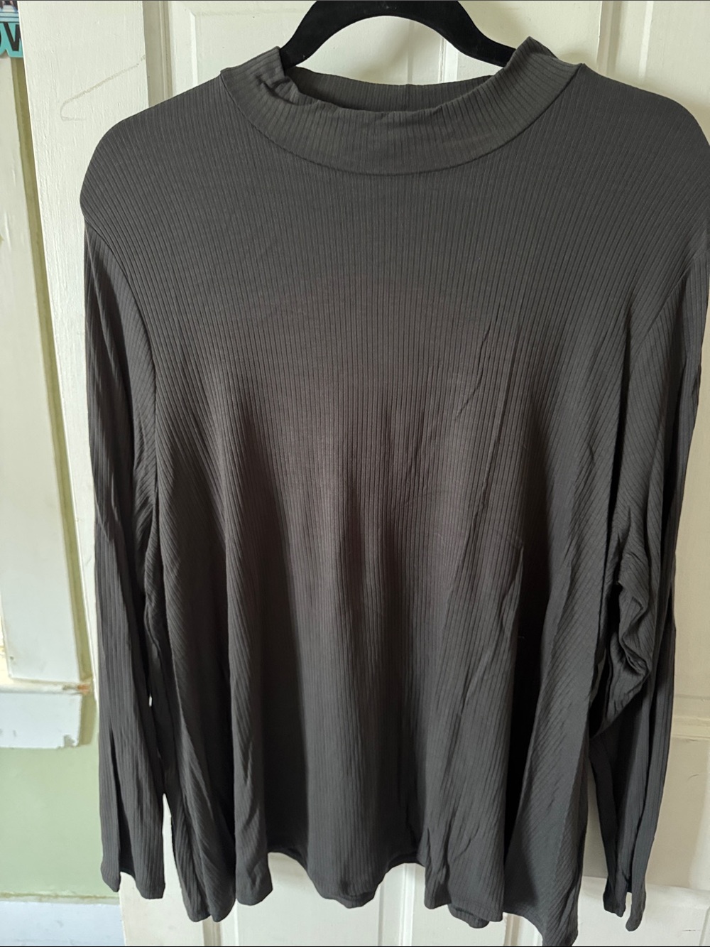 Old Navy Luxe Ribbed Long Sleeve Top in Charcoal